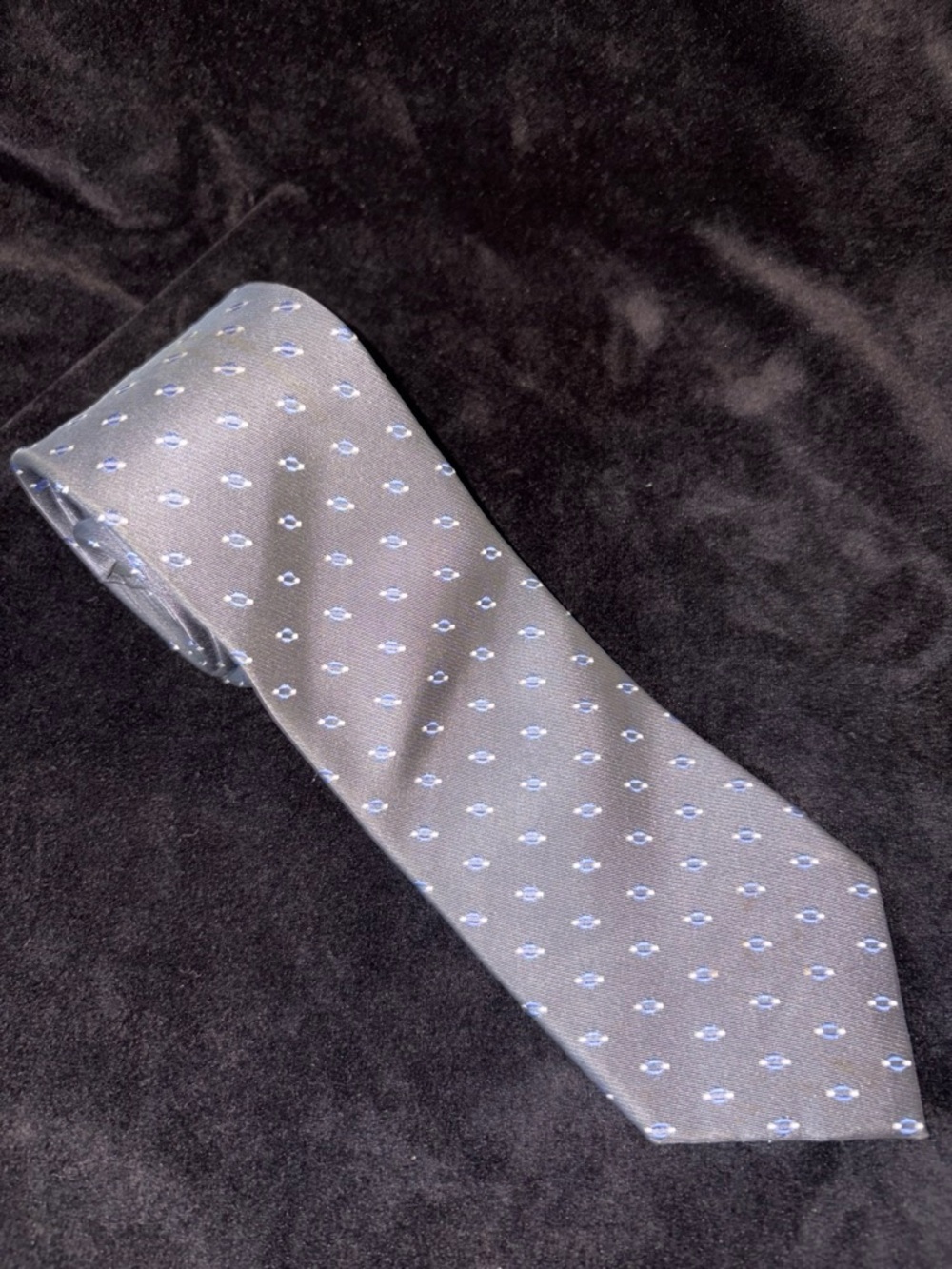 Kenneth Cole New York Geometric Silk Necktie OS Grey Blue Corporate Classic EUC
